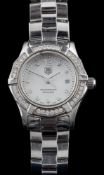 Tag Heuer, Aquaracer, 300 meters, a diamond and stainless steel lady's wristwatch: ref.