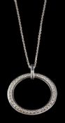 A gold coloured diamond 'Circle of Support' pendant by Americus Diamonds: the circular pendant set