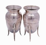 A pair of Egyptian silver vases,