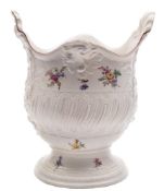 A rare Chelsea 'rococo' pedestal ice bucket: with shell and acanthus moulded handles and rim,
