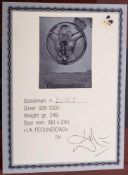 After Salvador Dali La Fecundidad: sterling silver plaque, mounted and framed,