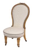 A Victorian giltwood frame nursing chair:,