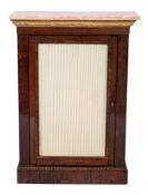 A William IV rosewood pier cabinet:, surmounted by a rectangular panel of peach variegated marble,