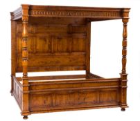 A Brights of Nettlebed super king size oak four poster bed in the 17th Century taste:,