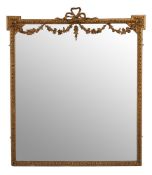 A Victorian carved gilt gesso overmantel mirror:,