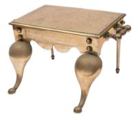 A late 18th/early 19th century Dutch brass footman: of rectangular outline,