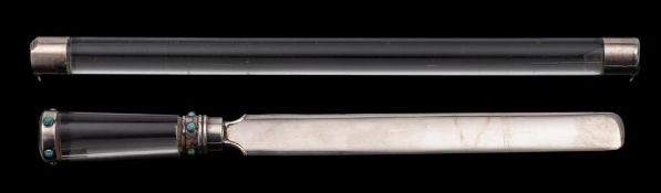 A George V clear glass, and silver mounted desk ruler, maker Hasler & Bill, Birmingham, 1923: 31.