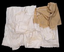 Three lace and linen christening gowns,: four under garments and two night gowns.