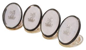 A set of four late Victorian/Edwardian cut and mirrored glass menu holders: retailed by A.B.