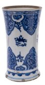 A Chinese blue and white vase: of waisted cylindrical form,