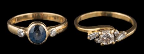 A diamond ring: the central brilliant cut diamond, estimated to weigh 0.