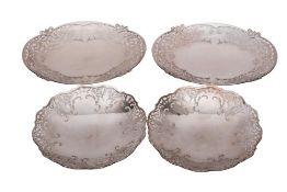 A pair of George VI silver pastry or fruit plates, maker Viners Ltd, Sheffield,