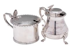 A George IV silver mustard pot and cover, maker John , Henry & Charles Lias, London,