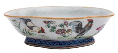 A Chinese famille rose bowl: of footed quadrilobed form,
