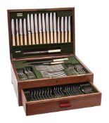 A George V silver flatware service, maker Harrods Ltd, London, 1935: includes eight fish knives,