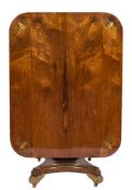 A good Regency rosewood and brass inlaid breakfast table:,