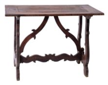 A late 18th/early 19th Century French Provincial walnut rectangular side table:,