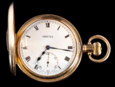 A gentleman's gold plated 'Vertex' half hunter pocket watch: with 15 jewel movement,