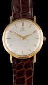 Cyma. A gentleman's 18ct gold cased wristwatch: the circular dial 29.