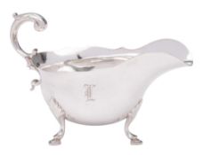 A George V silver sauce boat, maker Atkin Brothers, Sheffield, 1931: initialled,