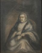 English School 18/19th Century- Portrait of Mrs Waller, in old age,:- half-length seated,