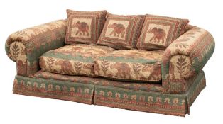 A contemporary three-seater settee of Chesterfield type:,