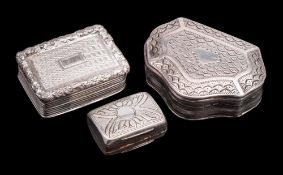 A late George III silver vinaigrette, maker Joseph Wilmore, Birmingham, 1819: of shaped outline,