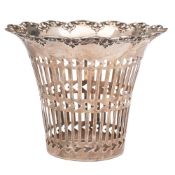 An Edward VII silver bottle holder, maker Walker & Hall, Sheffield, 1903: of trumpet-shaped outline,