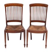 A pair of Edwardian mahogany occasional chairs:,