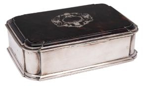 A George V silver and tortoiseshell box, maker William Comyns & Sons, London,