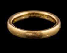 A 22 carat gold wedding band: stamped 22 with full Birmingham hallmarks for 1930, ring size M, 6.7g.