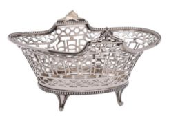 A George V silver sweetmeat basket, maker William Hutton & sons Ltd, Sheffield,