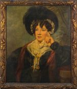 Manner of Landseer, English School 19th Century- Portrait of Mrs John Peek of Loddiswell, Devon,