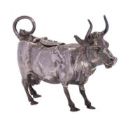 A Continental silver cow creamer, bears import marks for John George Smith, London,
