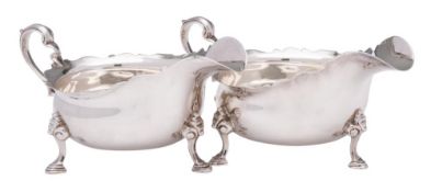 A pair of George V Britannia silver sauce boats, maker Goldsmiths & Silversmiths Co Ltd, London,