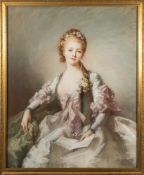 Manner of Rosalba Carriera [19/20th Century]- A fashionable young lady holding a letter,