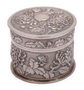 A Chinese silver box and cover, maker Tuck Chang,