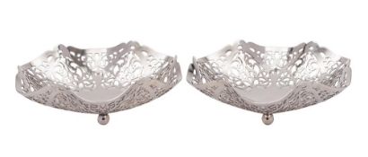 A pair of Elizabeth II silver bon bon dishes, maker Sterling Silverware Ltd, Sheffield,
