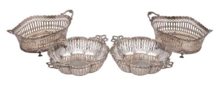 A pair of George V silver bon bon dishes, maker Elkington & Co, Birmingham,