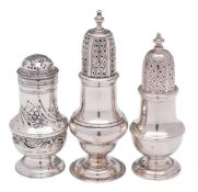 A George III silver pepperette, maker Thomas Shepherd, London, 1774: of baluster form,
