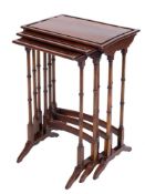 A nest of three Edwardian mahogany rectangular occasional tables:,