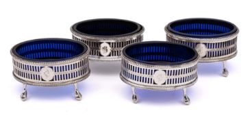 A set of four Edward VII silver salts, maker Robert Pringle & Sons, London, 1907: initialled,