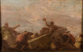 Venetian School, 18th Century- Gods Amongst Ruins,:- oil on canvas, 26 x 41cm.