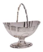 A George III silver swing handled sugar basket, maker Robert Jones II, London, 1800: initialled,