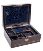 A Victorian coromandel vanity box: of rectangular outline,