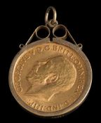 A George V sovereign dated 1912: within a 9ct gold mount.