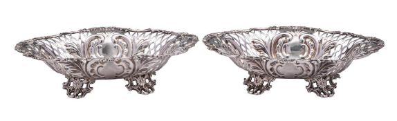 A pair of Victorian silver oval sweetmeat dishes, maker William Hutton & Sons Ltd, London,