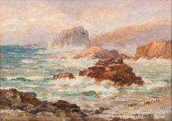 Arthur Bassett Waller [1882-1975]- Rocky coastal scenes, Sark,:- two, both signed watercolours,