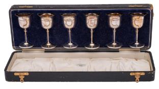 A set of six George V silver goblets, maker Goldsmiths & Silversmiths Co Ltd, London,