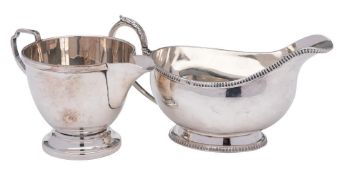 A Elizabeth II silver pedestal sauceboat, maker J B Chatterley & Sons Ltd, Birmingham,